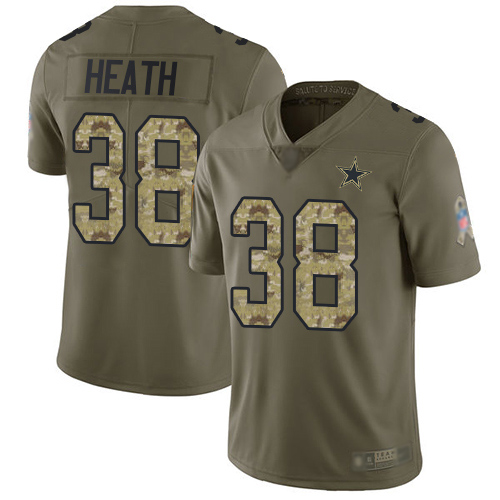 Men Dallas Cowboys Limited Olive Camo Jeff Heath #38 2017 Salute to Service NFL Jersey->dallas cowboys->NFL Jersey